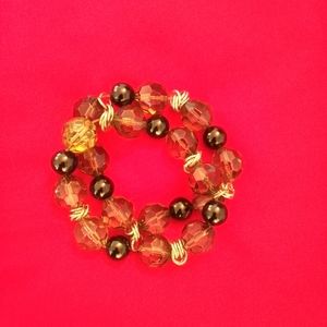 Double Green and Gold Beaded Bracelet